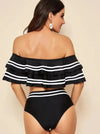 Bikini Bandeau Taille Haute à Volants