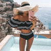 Bikini Bandeau Taille Haute à Volants
