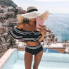 Bikini Bandeau Taille Haute à Volants