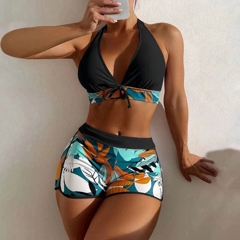 Bikini Short Sexy à Imprimé Floral
