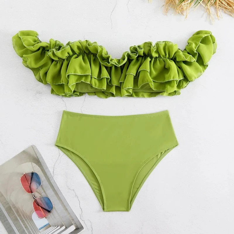 Bikini Taille Haute à Volant