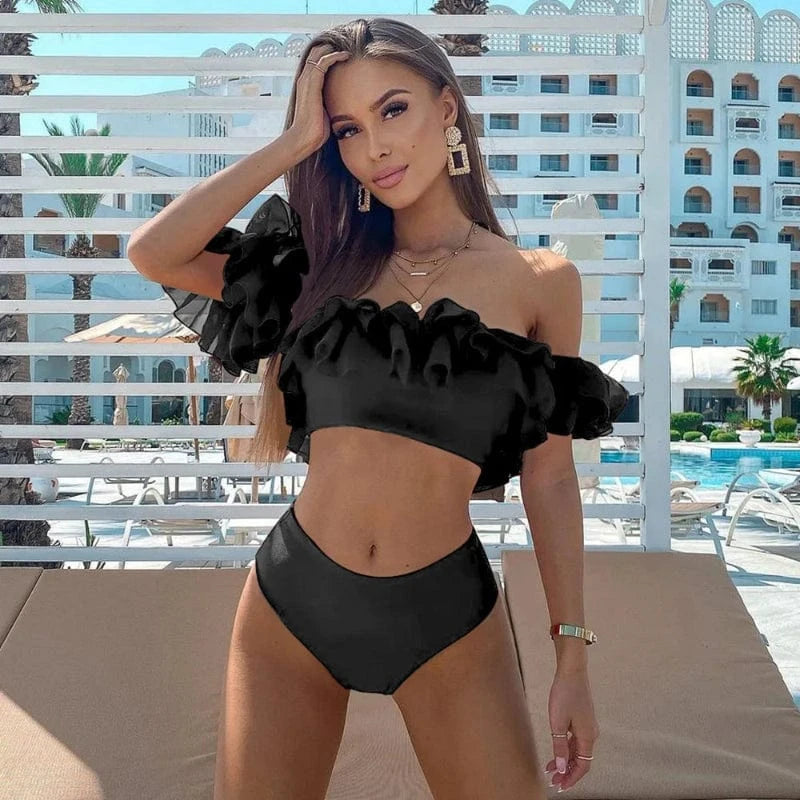 Bikini Taille Haute à Volant