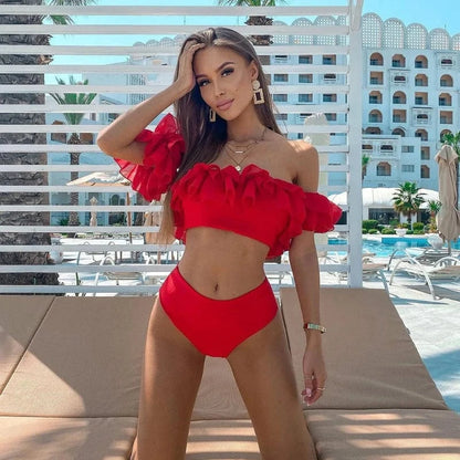 Bikini Taille Haute à Volant
