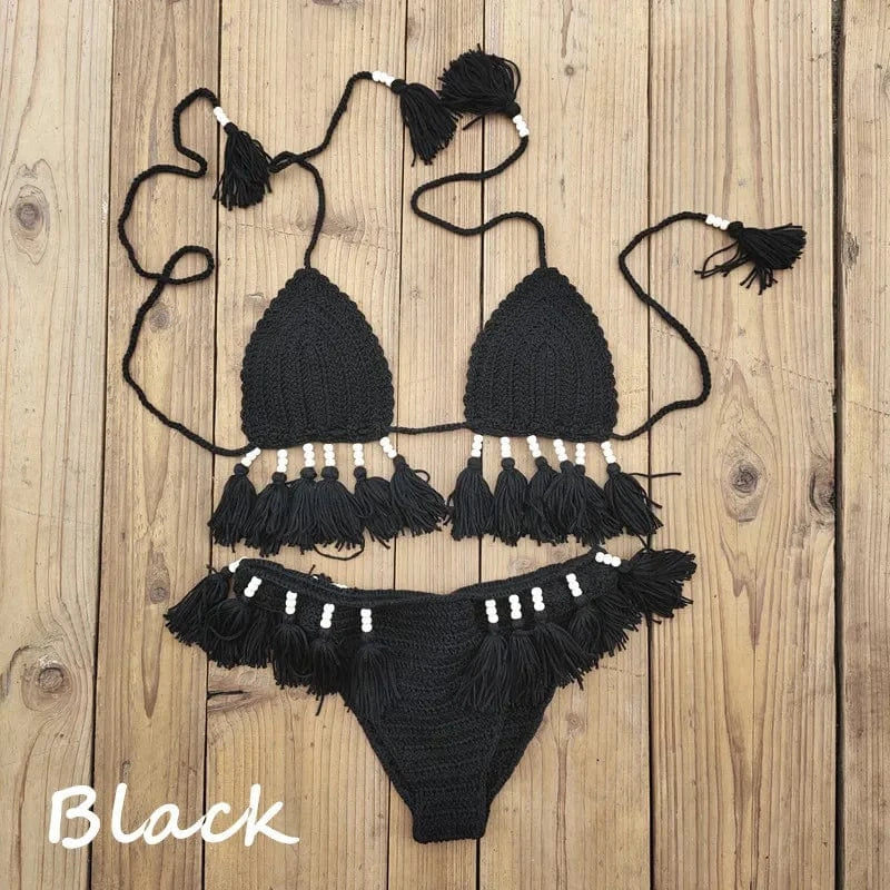 Bikini Taille Haute avec Pompons