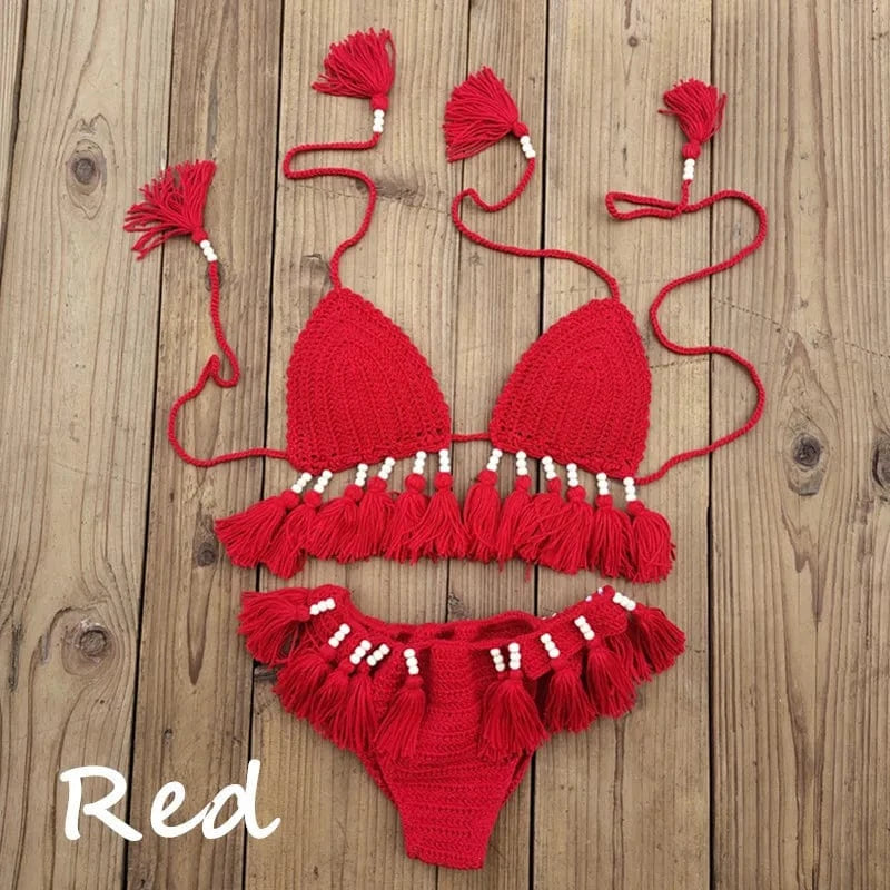 Bikini Taille Haute avec Pompons