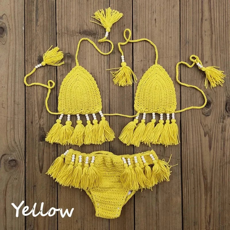 Bikini Taille Haute avec Pompons