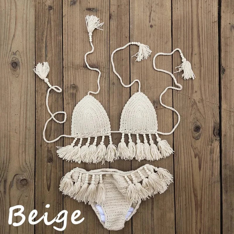 Bikini Taille Haute avec Pompons