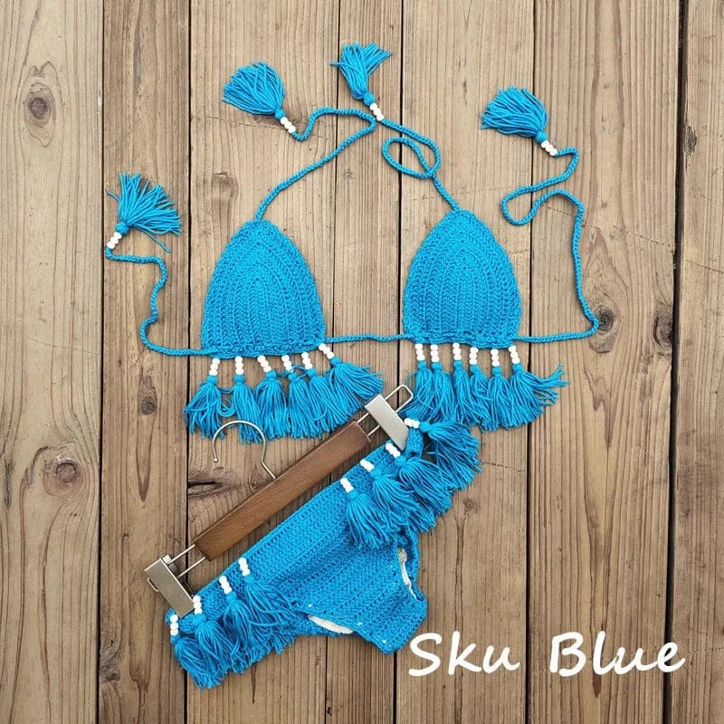 Bikini Taille Haute avec Pompons