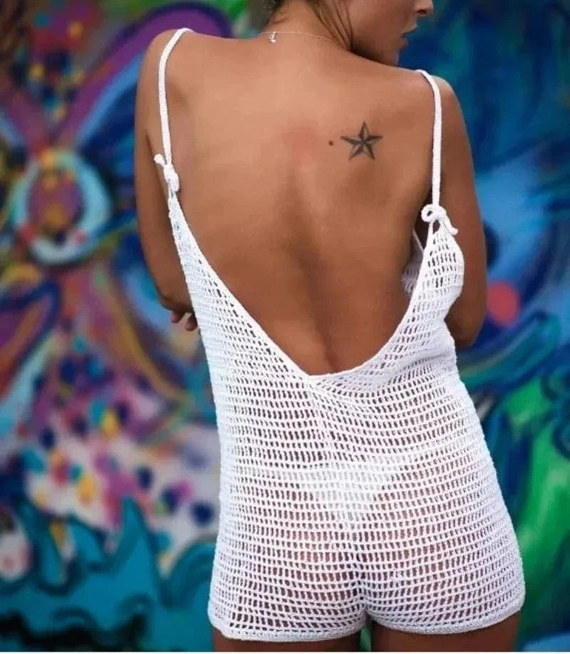 Combi Short de Plage Sexy Résille au Crochet