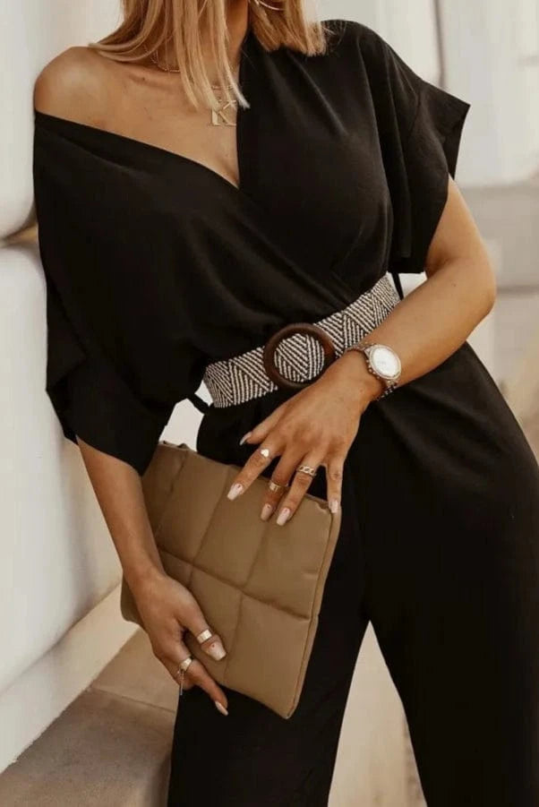 Combinaison d'été Col V à Manches Courtes