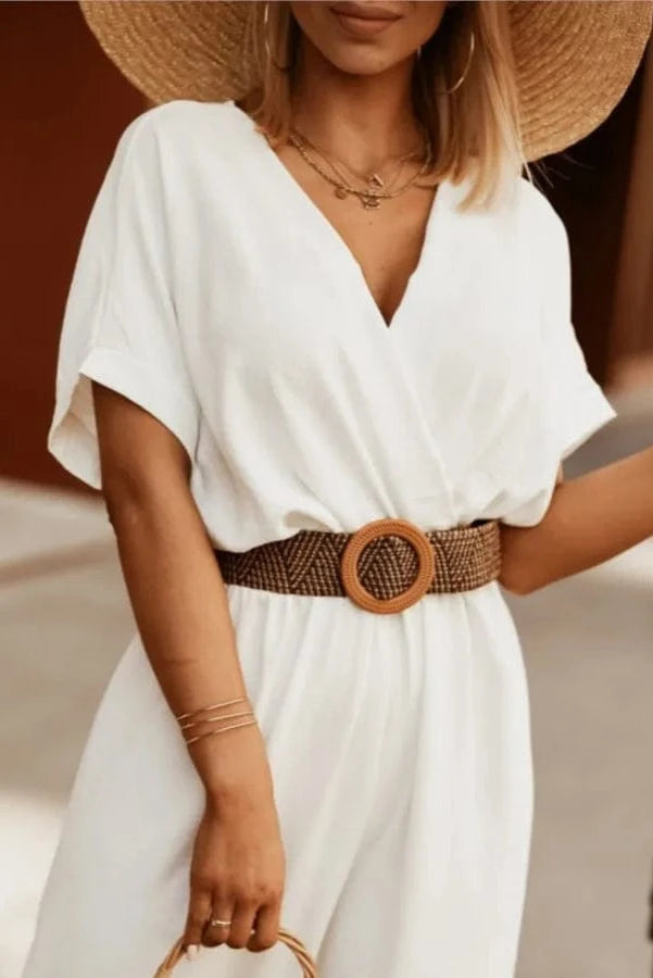 Combinaison d'été Col V à Manches Courtes