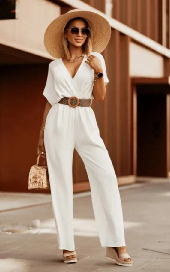 Combinaison d'été Col V à Manches Courtes