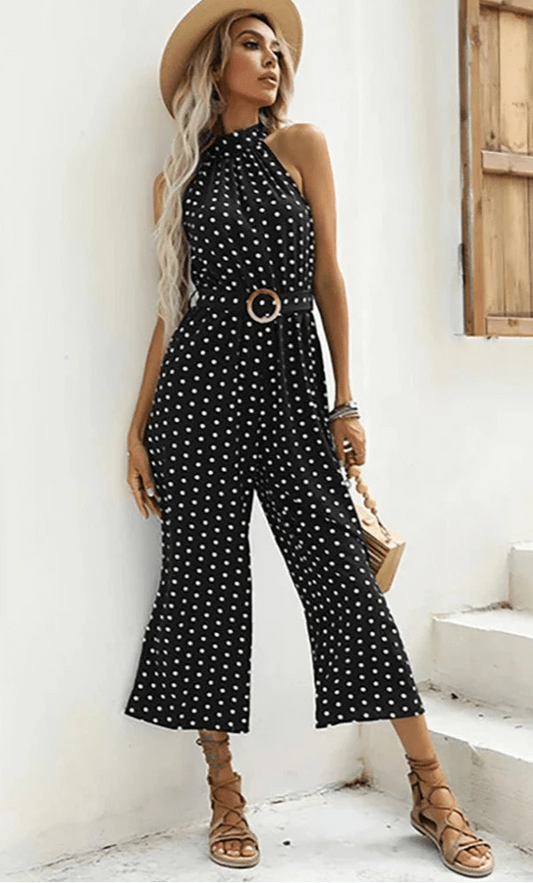 Combinaison Longue Taille Haute à Pois