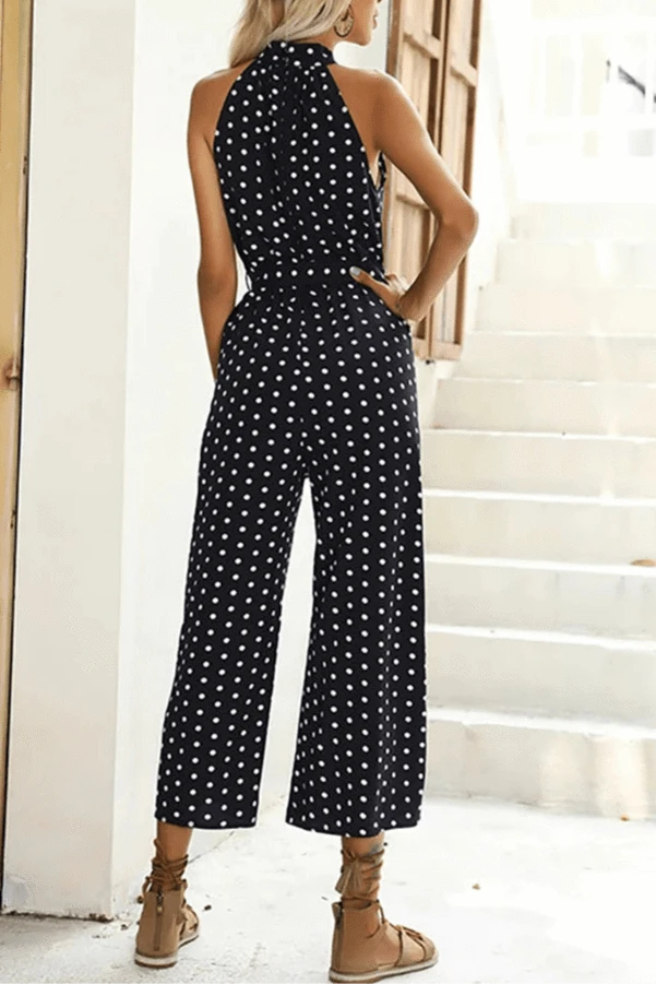 Combinaison Longue Taille Haute à Pois