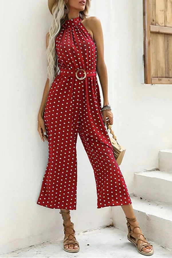 Combinaison Longue Taille Haute à Pois