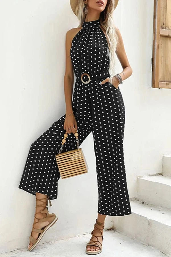 Combinaison Longue Taille Haute à Pois