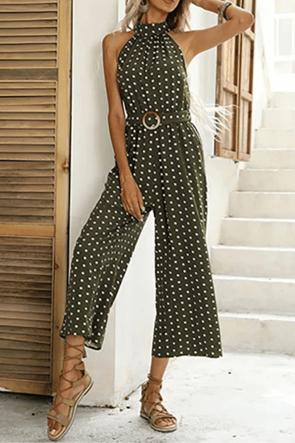 Combinaison Longue Taille Haute à Pois