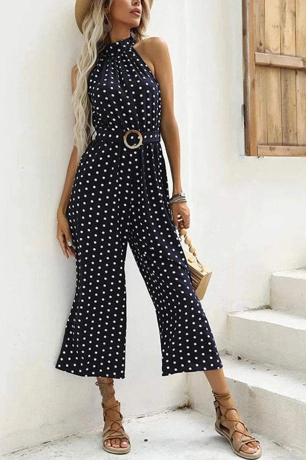 Combinaison Longue Taille Haute à Pois