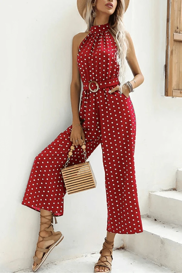 Combinaison Longue Taille Haute à Pois