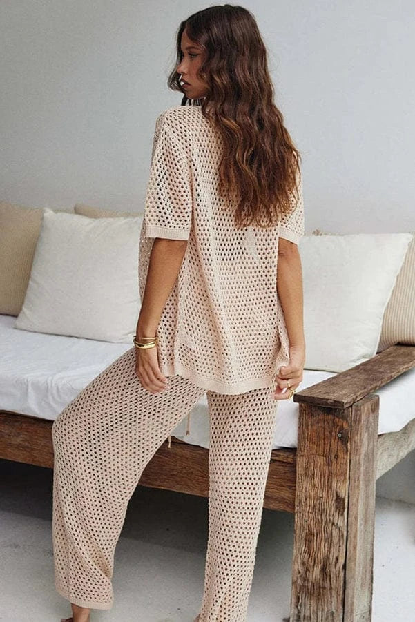 Ensemble 2 Pièces à Pantalon Taille Haute