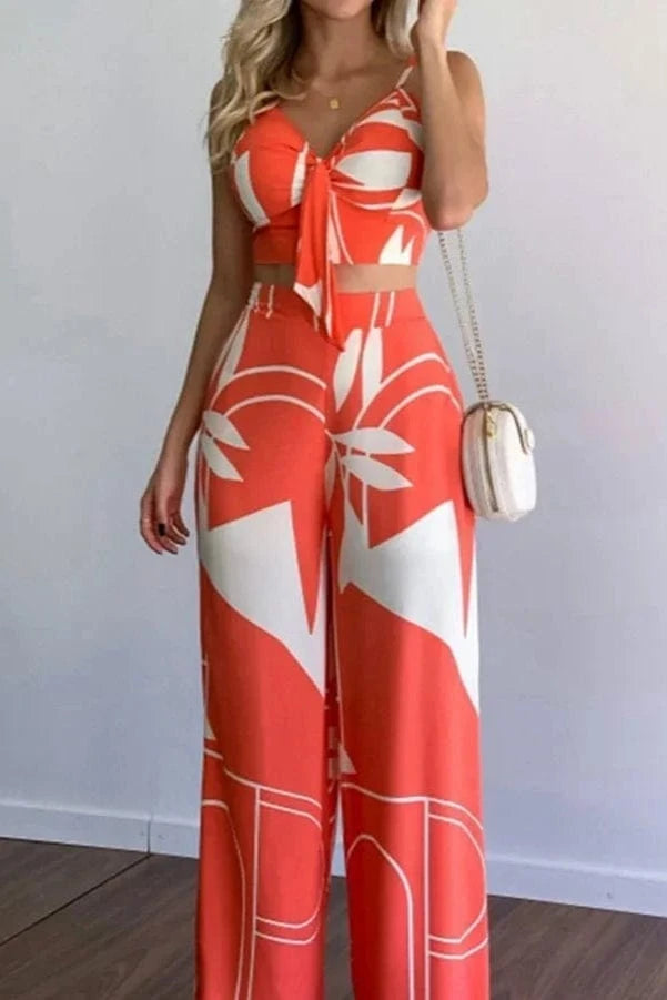 Ensemble 2 Pièces Élégant à Imprimé