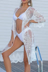 Kimono Transparent Manches Longues en Dentelle