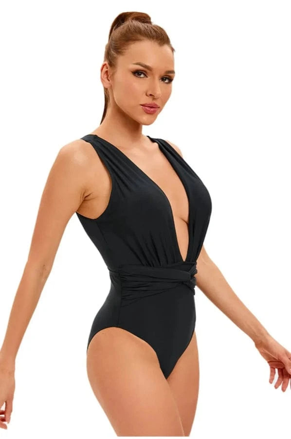 Maillot de Bain Une Pièce Décolté Noir