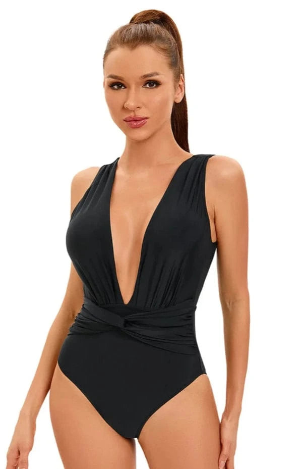 Maillot de Bain Une Pièce Décolté Noir