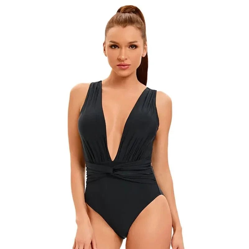 Maillot de Bain Une Pièce Décolté Noir