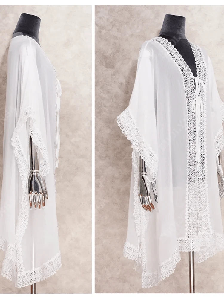 Poncho de Plage en Dentelle Florale