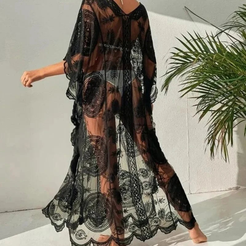 Robe de Plage Blanche en Dentelle Cloé