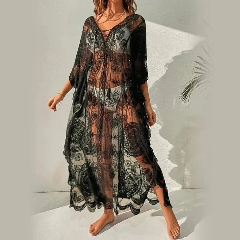 Robe de Plage Blanche en Dentelle Cloé