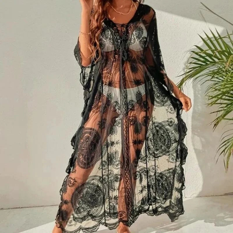 Robe de Plage Blanche en Dentelle Cloé