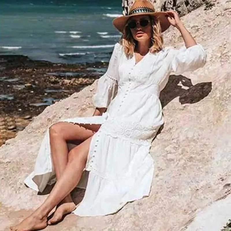 Robe de Plage Blanche Femme