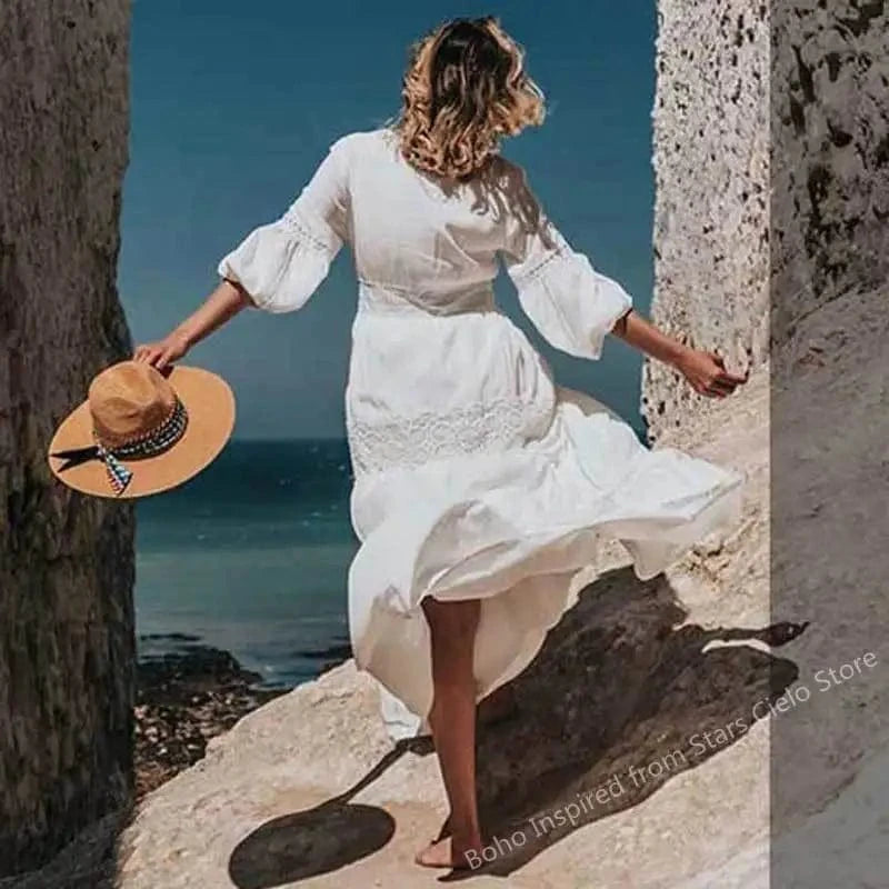 Robe de Plage Blanche Femme