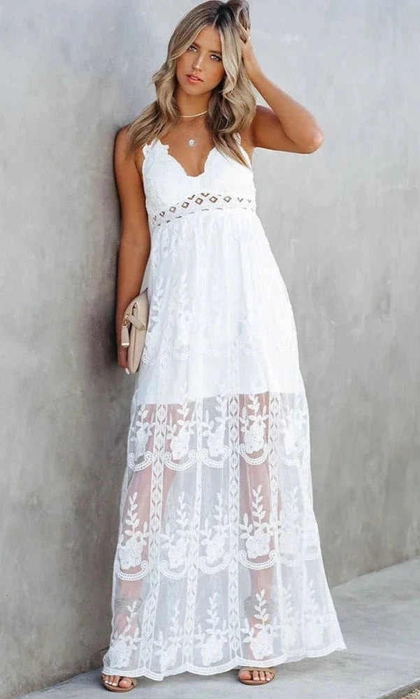 Robe de Plage Longue en Dentelle Sophia