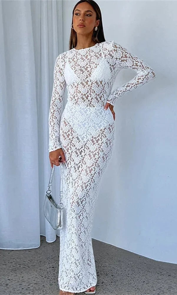 Robe de Plage Sexy en Dentelle Transparente