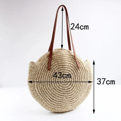 Sac de plage en Osier Naturel Tressé à la Main