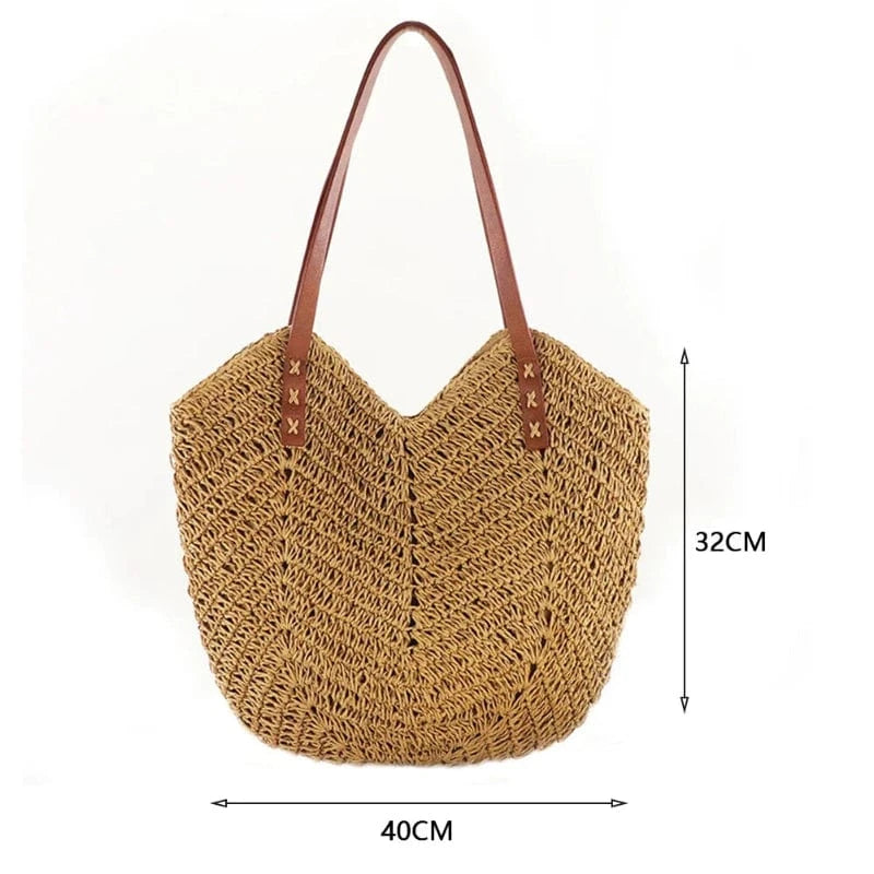 Sac de Plage Osier et Cuir