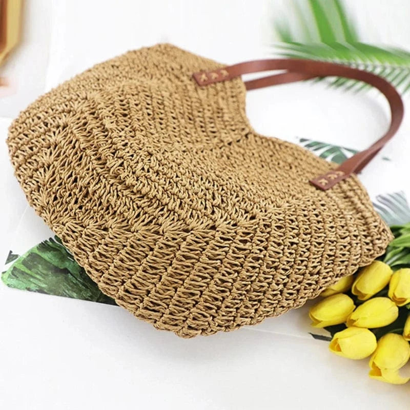 Sac de Plage Osier et Cuir