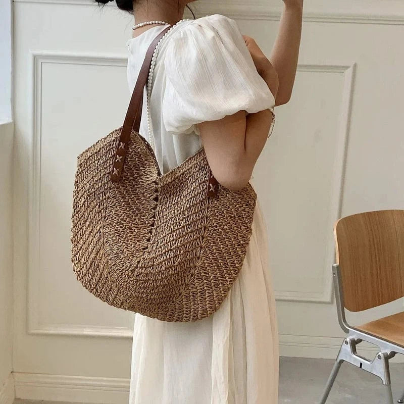 Sac de Plage Osier et Cuir