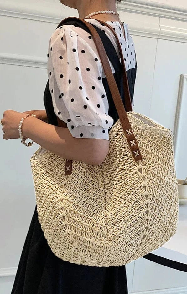 Sac de Plage Osier et Cuir