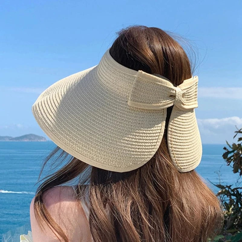 Visière Femme Casquette de Paille Anti UV