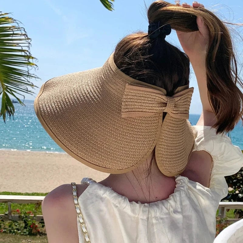 Visière Femme Casquette de Paille Anti UV