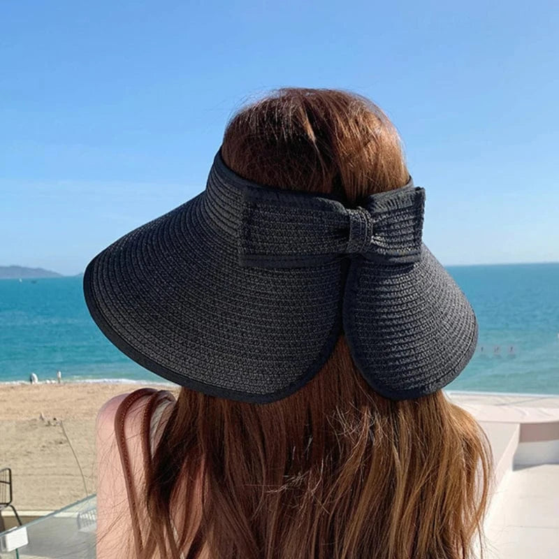 Visière Femme Casquette de Paille Anti UV